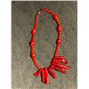 Image 2 : 17" Bamboo Cut Red Coral Resin Necklace with Magnetic Clasp