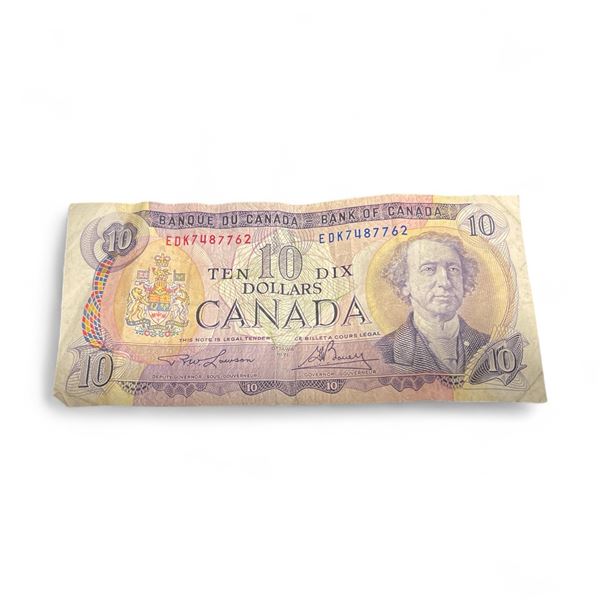 1971 Canadian $10 Bill - ED Series - Lawson/Bouey Signatures - Circulated
