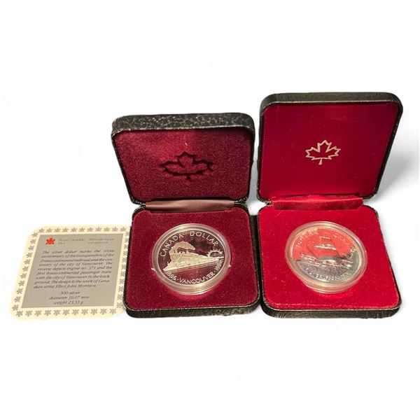 1979 Griffon Silver Dollar & 1986 Trans-Canada Train Silver Dollar - Both are 50% Silver and in thei