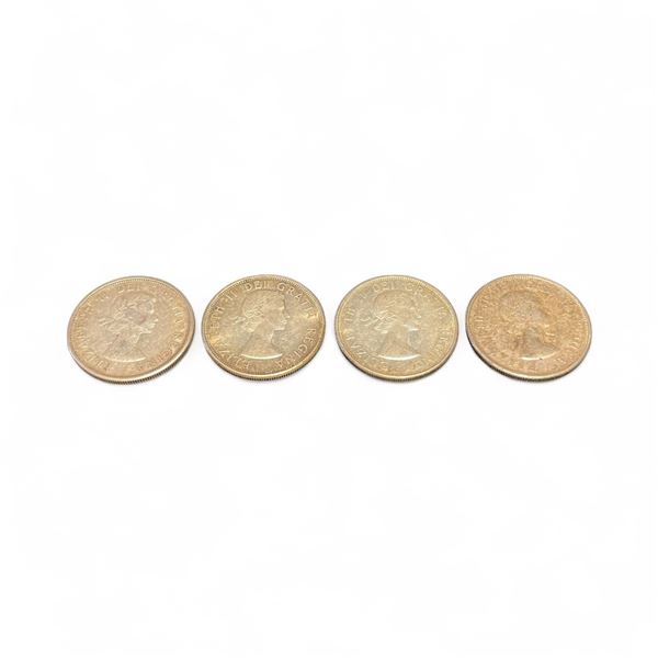 4 Canadian 80% Silver Half Dollar Coins - 1961, 1962, and 2 x 1963