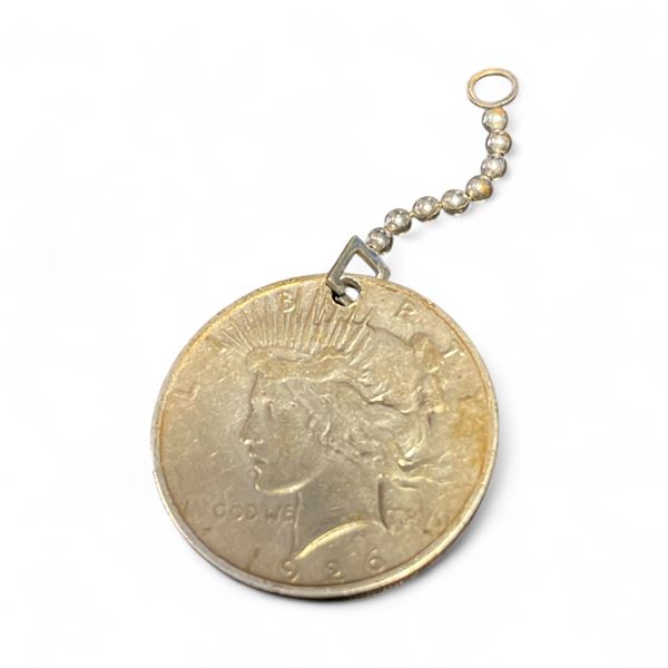 1926 USA Peace Dollar Coin - Pierced for a keychain - .900 Silver - No mint mark