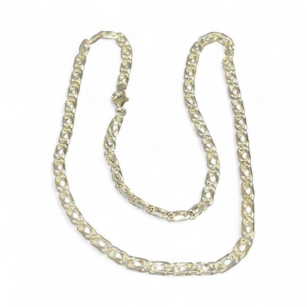19" Sterling Silver Flat Link Chain with Lobster Clap; - 4.6mm wide - Weight 26 grams