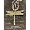 Image 2 : Vintage Sterling Silver & Amethyst Dragonfly Necklace - 2" x 2" pendant on a 19" chain. Total weight