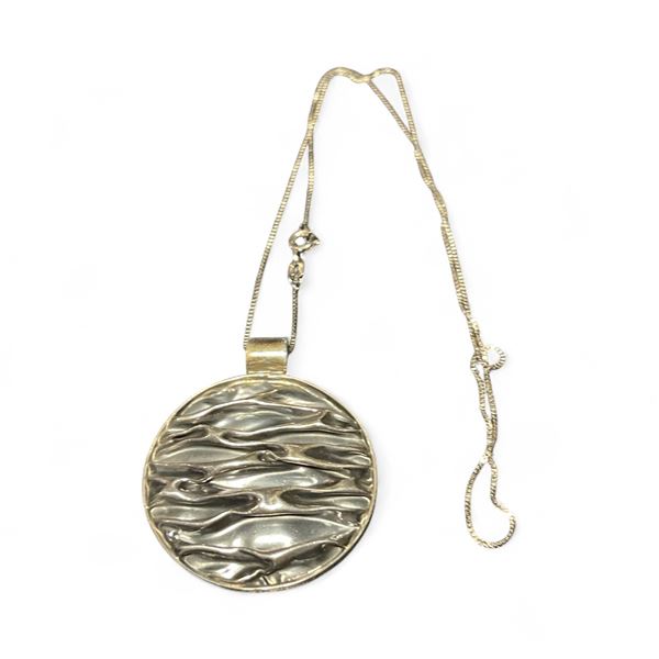 2  Diameter Sterling Silver Pendant on a 17  Sterling Chain - Weight: 13 grams
