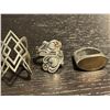 Image 3 : 4 Sterling Silver Rings - Variety of styles and sizes - Total weight: 25 grams