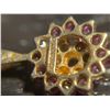 Image 4 : 10KT Yellow Gold Ruby & Diamond Pendant - 6 Diamond and 13 Rubies - 12mm diameter - Total weight inc