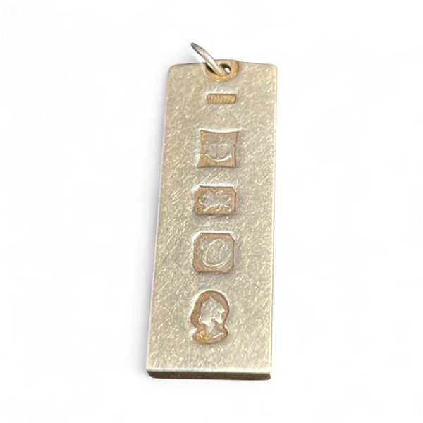 Vintage Sterling Silver Vertical Bar Pendant with British Hallmarks - 44mm x 14.8mm x 4.2mm - Weight