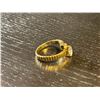 Image 2 : 14KT Gold Cubic Zirconia Ring - Size 5. Band width is 2.6mm. Total weight including gems: 1 gram
