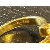Image 3 : 14KT Gold Cubic Zirconia Ring - Size 5. Band width is 2.6mm. Total weight including gems: 1 gram
