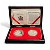 Image 1 : .9999 Fine Silver 2 Coin Set - 1998 Canadian/Chinese $5 Dr Norman Bethune Arrival in China 60th Anni