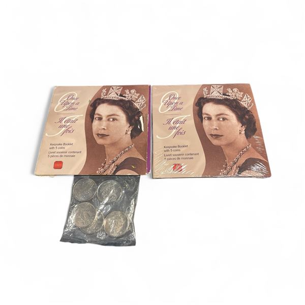 2 x 2002 Canadian Keepsake Booklets with 5 Golden Jubilee Commemorative 50¢ Coins