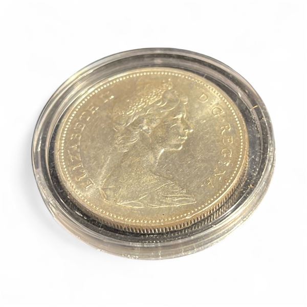 1966 Canadian  Silver Dollar Coin - .800 Silver - Circulated - In a capsule