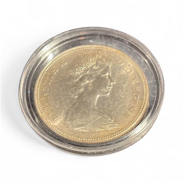 1966 Canadian  Silver Dollar Coin - .800 Silver - Circulated - In a capsule