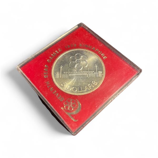 1973 Singapore Seventh SEAP Games $5 Coin in Original Holder