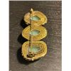 Image 2 : Vintage Gold Plated Sterling Silver and Jade Brooch - 1" x 2.25"