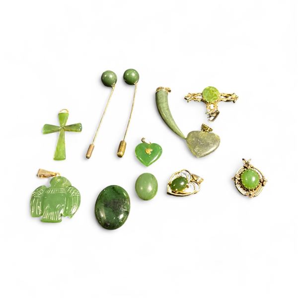 Group of Jade Jewelry and Jade Pieces