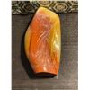 Image 2 : Chicken Blood Agate Stone for Signature Carving - Zhong Kui Ghost Catching Figure Engraved on Stone 