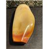 Image 3 : Chicken Blood Agate Stone for Signature Carving - Zhong Kui Ghost Catching Figure Engraved on Stone 