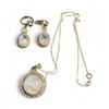 Image 1 : Vintage Sterling Silver & Moonstone Necklace & Clip-On Earrings Set - Total weight including gemston