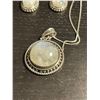 Image 2 : Vintage Sterling Silver & Moonstone Necklace & Clip-On Earrings Set - Total weight including gemston