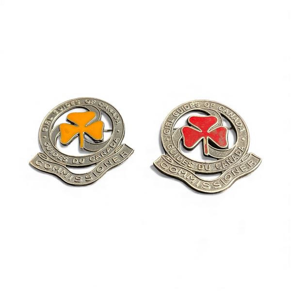 2 Vintage Girl Guides of Canada Commissioner Pins - One is stamped sterling - Total weight: 15.5 gra