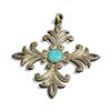 Image 1 : Large Sterling Silver & Turquoise Pendant - 3" x 3" - Total weight including turquoise: 40 grams