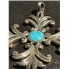 Image 2 : Large Sterling Silver & Turquoise Pendant - 3" x 3" - Total weight including turquoise: 40 grams