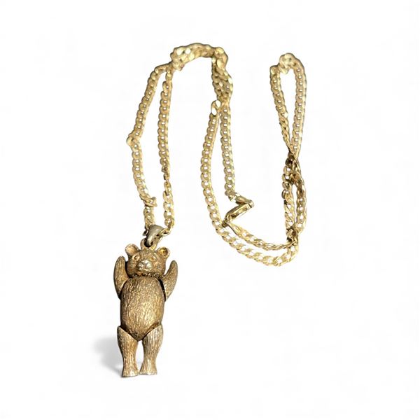 Sterling Silver Teddy Bear Necklace with Moving Limbs & Head - Total weight: 20.5 grams
