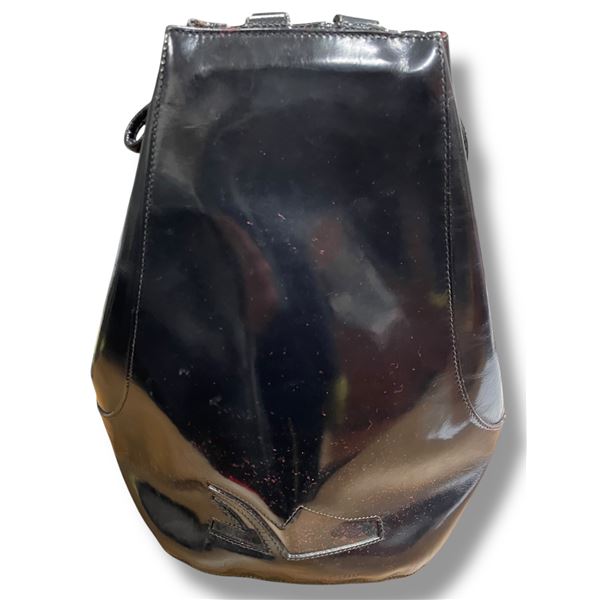 Vintage Salvatore Ferragamo Black Enamel Leather Backpack