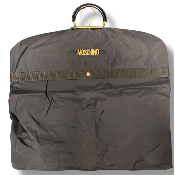 MOSCHINO Vintage Nylon Black Packable Logo Garment Bag