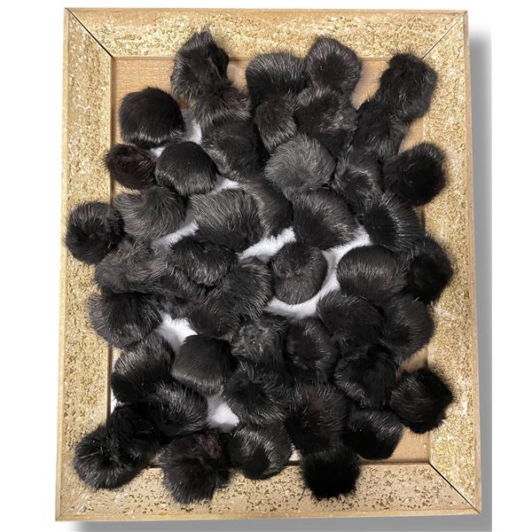 Assorted 50+ Pcs Fur Pom Poms, Black & Brown - Possibly Real Fur, Removed from Scarves