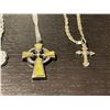 Image 3 : 4 Sterling Silver Religious Themed Necklaces: Praying Hands, Celtic Cross and 2 Crosses - Total Weig