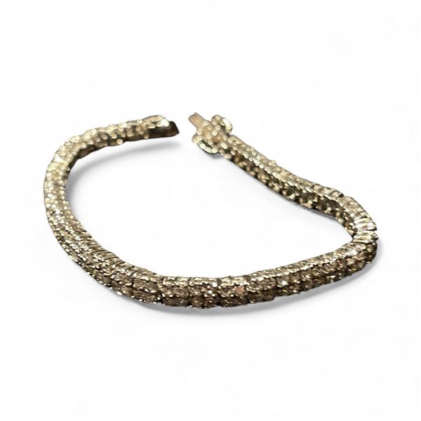 7.5" Sterling Silver Quartz Crystal Tennis Bracelet with Double Safety Catch - 4.5mm wide