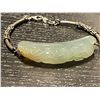 Image 4 : Jade Pendant with 14KT Bail and Vintage .925 Silver Carved Jade Bracelet