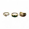Image 1 : 3 Gold Plated Sterling Silver Rings - Variety of styles and sizes - Total weight including gems: 10.