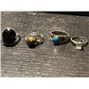 Image 3 : 7 Sterling Silver Rings with Stones - Variety of styles and sizes - Total weight including stones: 2