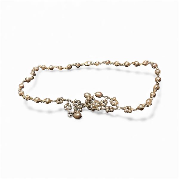 16" Sterling Silver and Grey  Pearl Necklace