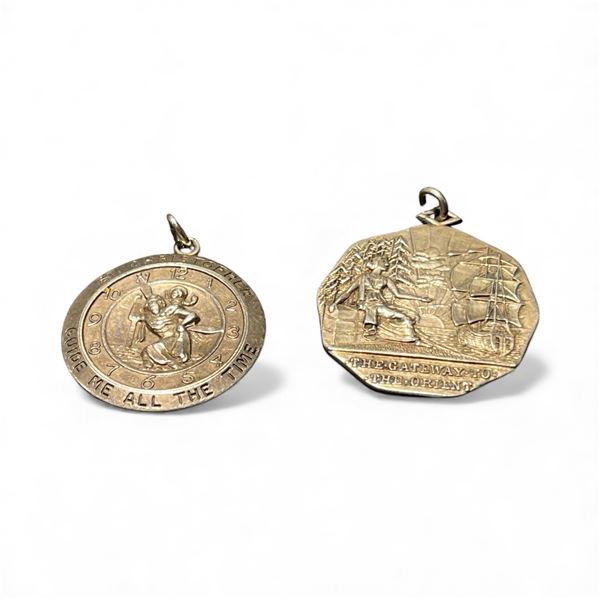 1928 Vancouver Medal and Vintage St Christopher Pendant - Both have personal engravings -  Total wei