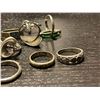 Image 3 : 10 Sterling Silver Rings - Total weight including gems: 25 grams