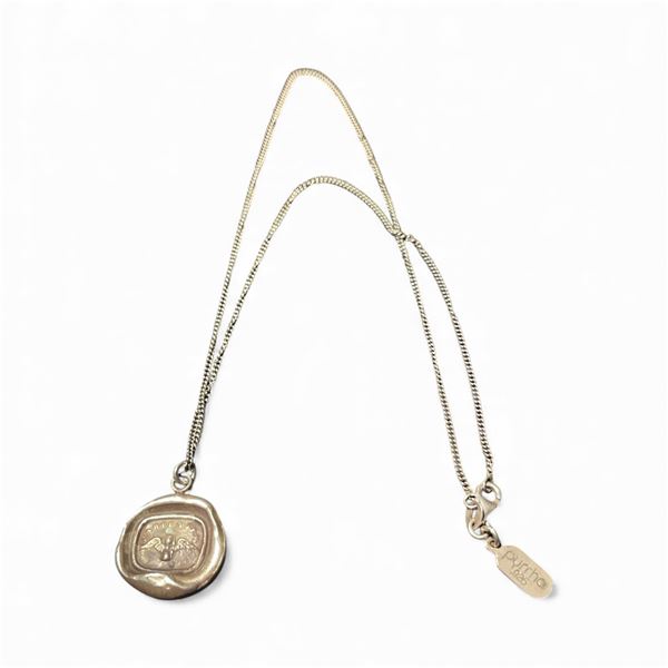 Sterling Silver Pyrrha "Carpe Diem" Talisman Necklace - 1" Pendant on 19" chain with Pyrrha tag  (Re