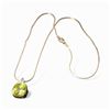Image 1 : Sterling Silver Peridot Crystal Necklace - 12mm diameter stone - 18" chain
