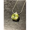 Image 2 : Sterling Silver Peridot Crystal Necklace - 12mm diameter stone - 18" chain