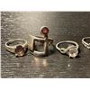 Image 2 : 7 Sterling Silver Rings with Gemstones - Amethyst, Crystal, Jade and Garnet - Total weight: 37 grams