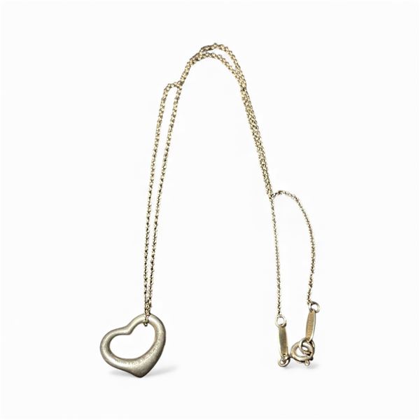 Tiffany & Co. Spain Sterling Silver Heart Pendant on Sterling Tiffany Chain - Heart is 16mm - Chain 