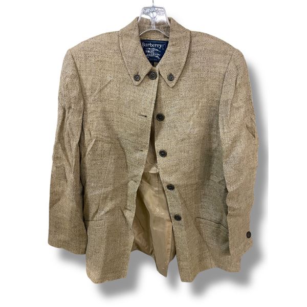 Burberrys Men's Brown Linen Coat, Size 4 - Authenticity Not Verified