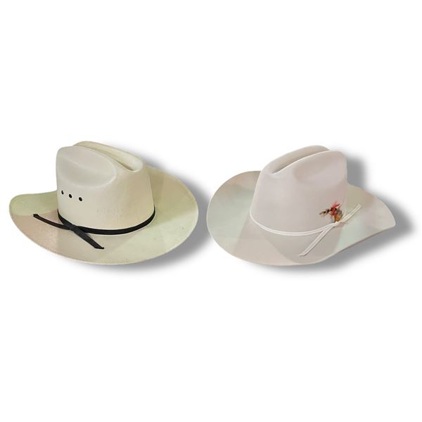 White Straw Cowboy Hat and White Felt Calgary Stampede Cowboy Hat
