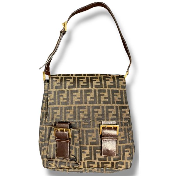Fendi FF LOGO Canvas Shoulder Bag - Authenticity Not Verified