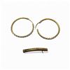 Image 1 : Pair of Gold Hoop Earrings and a Trussardi L Part - Said to be 18KT - Unstamped - Earrings are 1.25"
