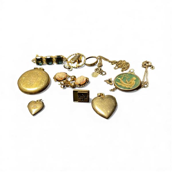 Bag of Vintage Gold Filled Jewelry - Total weight including gemstones: 29 grams