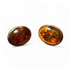Image 1 : Vintage Amber Resin Earrings et in Sterling Silver - For Pierced Ears - Earrings are 6.5mm x 11.5mm 